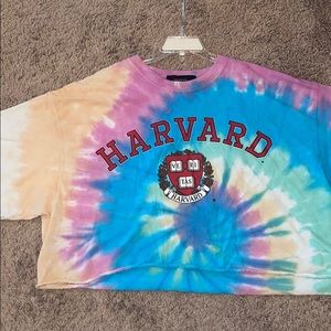 Cropped rainbow tie dye tee